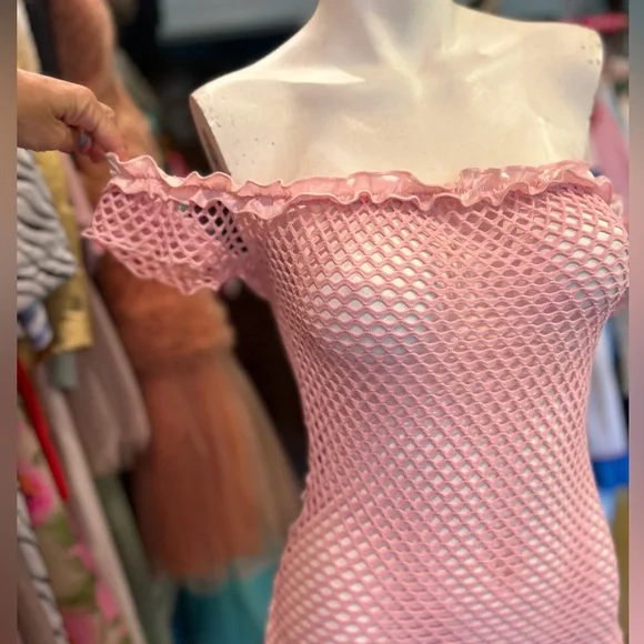 Pink Netted Rave Dress - Picture 3 of 7